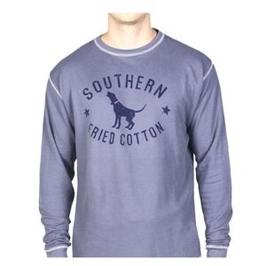 Southern Fried Cotton Men's Long Sleeve Graphic T-Shirt Blue L Dog Print Thermal